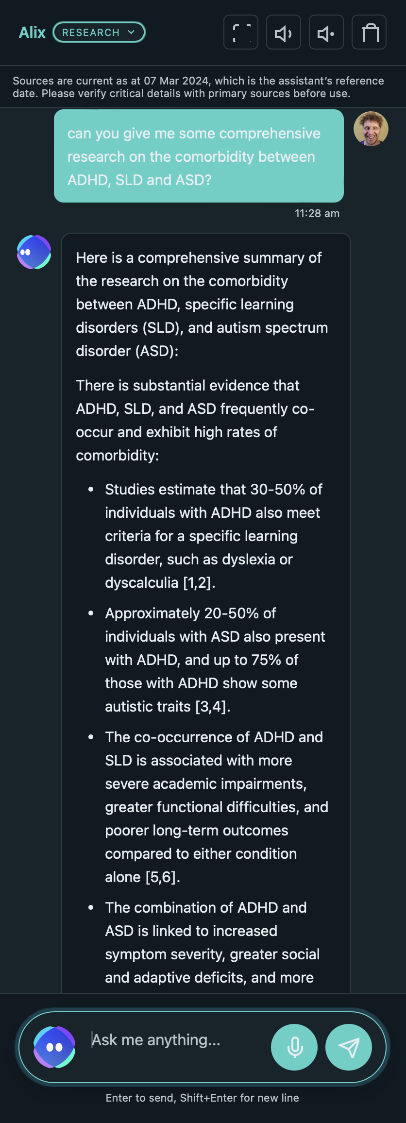 Alix in Research Mode